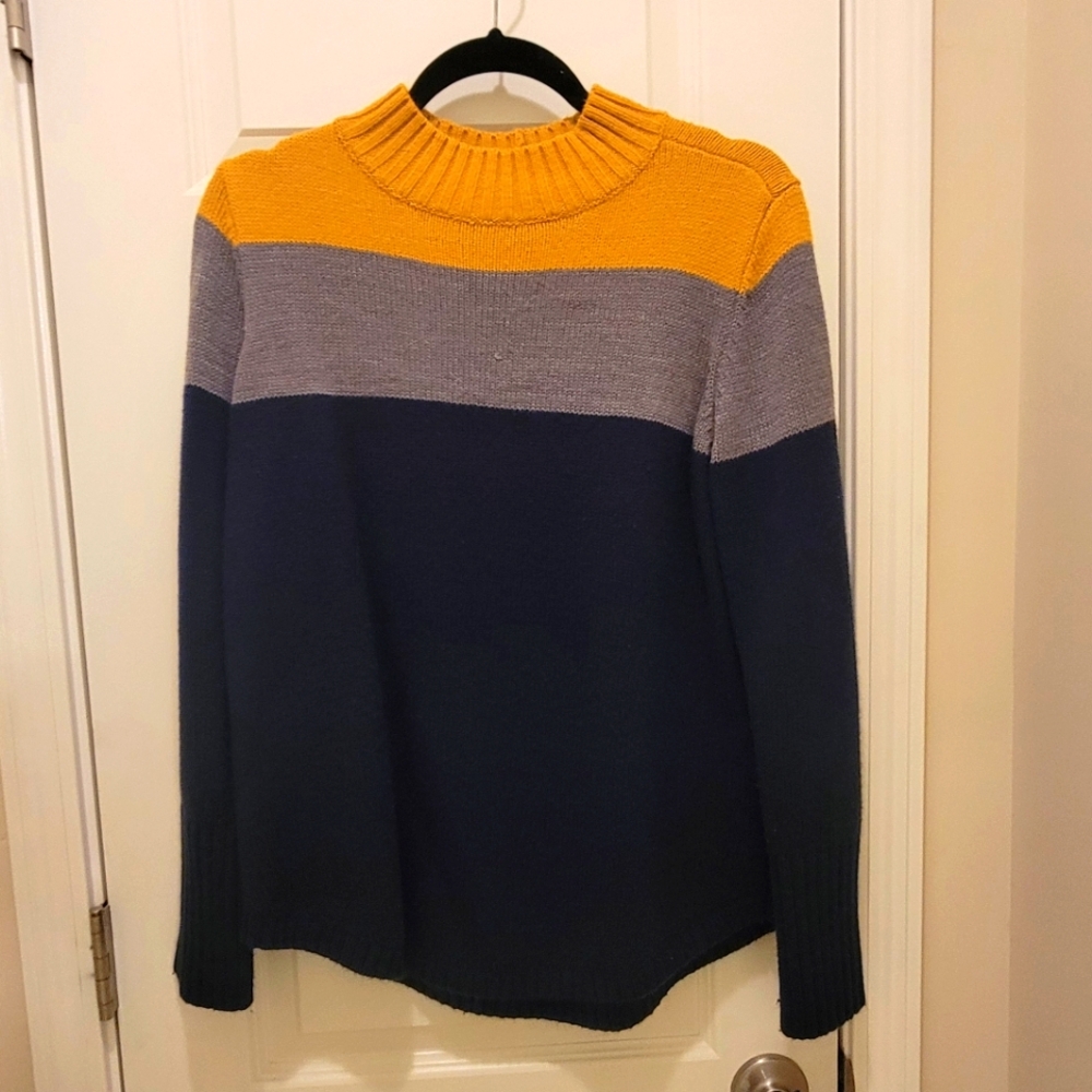 Yellow, Gray & Blue Sweater, Size Medium by a.n.a brand.